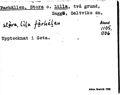 Bild på arkivkortet för arkivposten Farhällen, Stora o. Lilla