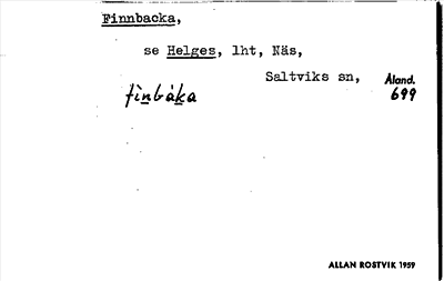 Bild på arkivkortet för arkivposten Finnbacka