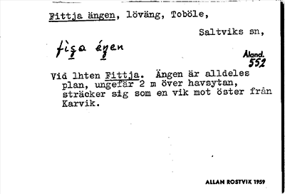 Bild på arkivkortet för arkivposten Fittja ängen
