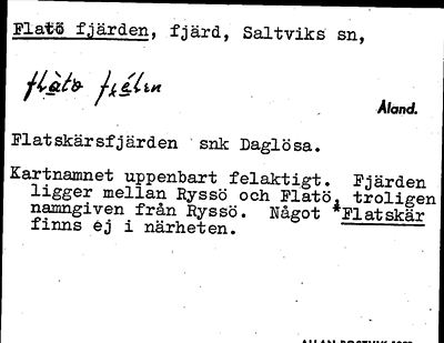 Bild på arkivkortet för arkivposten Flatö fjärden