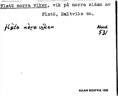 Bild på arkivkortet för arkivposten Flatö norra viken
