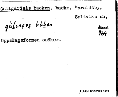 Bild på arkivkortet för arkivposten Gallgärdsås backen