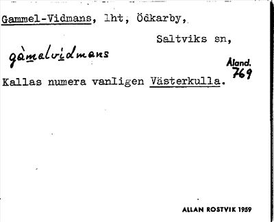 Bild på arkivkortet för arkivposten Gammel-Vidmans