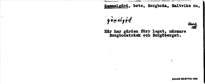 Bild på arkivkortet för arkivposten Gammelgård