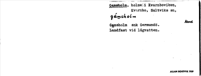 Bild på arkivkortet för arkivposten Gamsholm