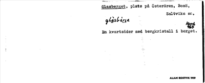 Bild på arkivkortet för arkivposten Glasberget