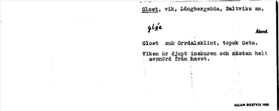 Bild på arkivkortet för arkivposten Gloet