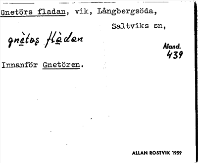 Bild på arkivkortet för arkivposten Gnetörs fladan