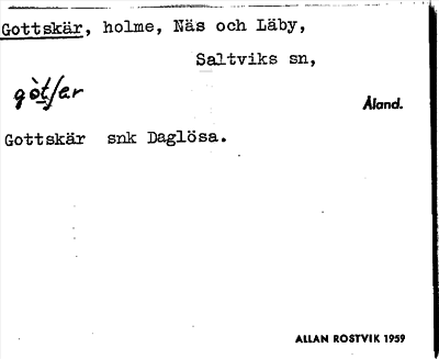 Bild på arkivkortet för arkivposten Gottskär