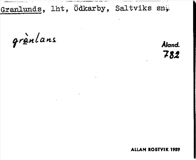 Bild på arkivkortet för arkivposten Granlunds
