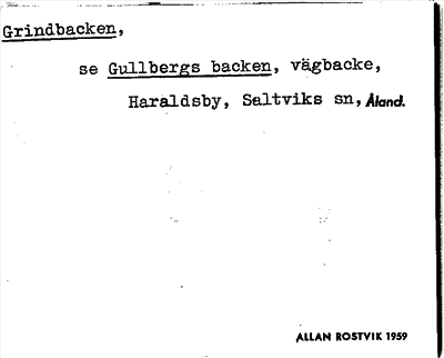 Bild på arkivkortet för arkivposten Grindbacken, se Gullbergs backen