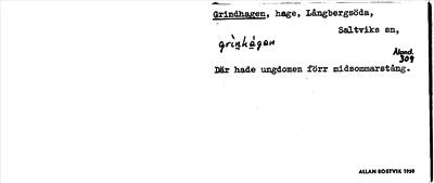 Bild på arkivkortet för arkivposten Grindhagen