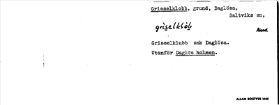Bild på arkivkortet för arkivposten Grisselklobb