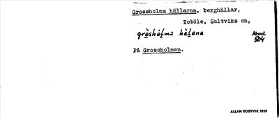 Bild på arkivkortet för arkivposten Grossholms hällarna