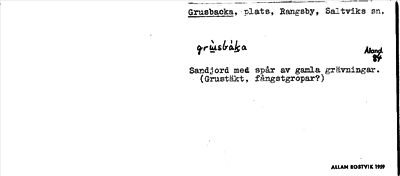 Bild på arkivkortet för arkivposten Grusbacka