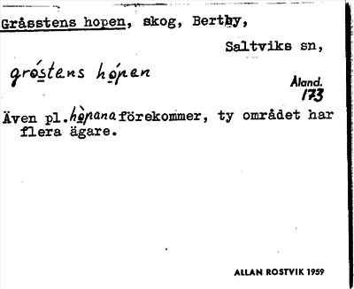Bild på arkivkortet för arkivposten Gråsstens hopen