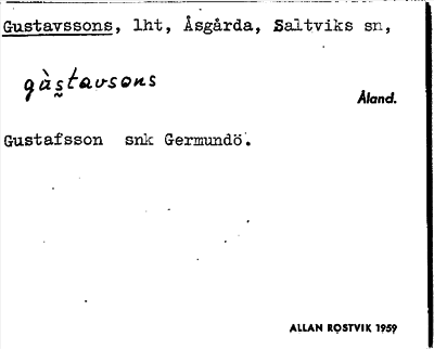 Bild på arkivkortet för arkivposten Gustavssons