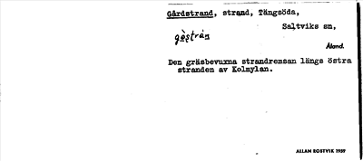 Bild på arkivkortet för arkivposten Gårdstrand