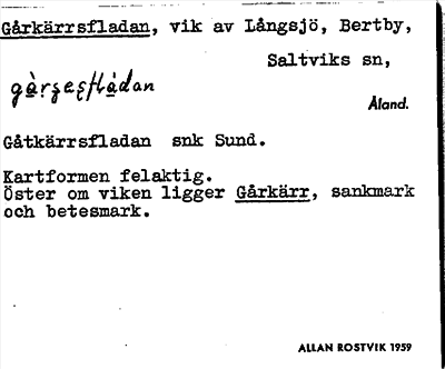 Bild på arkivkortet för arkivposten Gårkärrsfladan