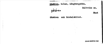 Bild på arkivkortet för arkivposten Gåsören