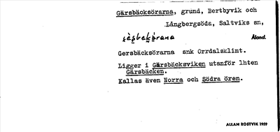 Bild på arkivkortet för arkivposten Gärsbäcksörarna
