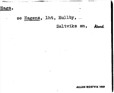 Bild på arkivkortet för arkivposten Haga, se Hagens