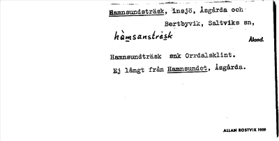 Bild på arkivkortet för arkivposten Hamnsundsträsk