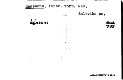 Bild på arkivkortet för arkivposten Hanssons