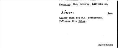 Bild på arkivkortet för arkivposten Hanssons