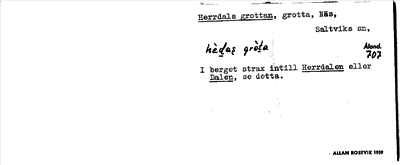 Bild på arkivkortet för arkivposten Herrdals grottan