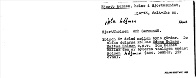 Bild på arkivkortet för arkivposten Hjortö holmen