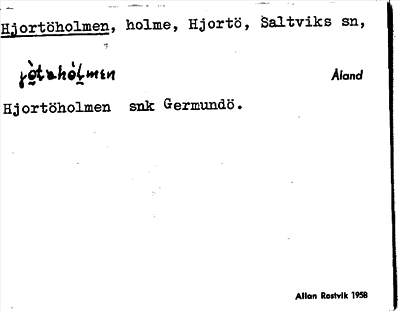 Bild på arkivkortet för arkivposten Hjortöholmen