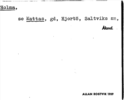Bild på arkivkortet för arkivposten Holma, se Mattas