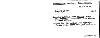 Bild på arkivkortet för arkivposten Hulttegarna