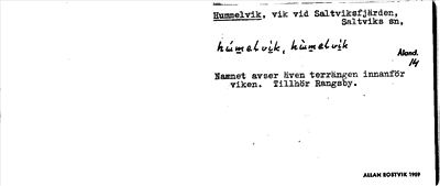Bild på arkivkortet för arkivposten Hummelvik