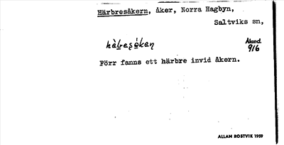 Bild på arkivkortet för arkivposten Härbresåkern
