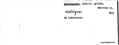 Bild på arkivkortet för arkivposten Hästhägnaden