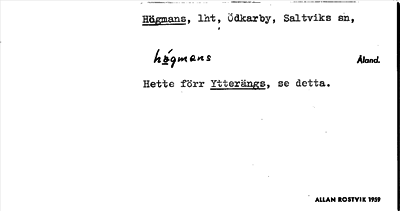 Bild på arkivkortet för arkivposten Högmans