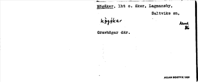 Bild på arkivkortet för arkivposten Högåker