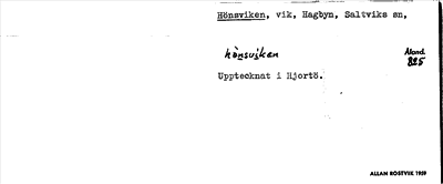 Bild på arkivkortet för arkivposten Hönsviken