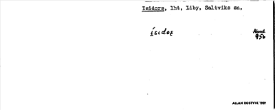 Bild på arkivkortet för arkivposten Isidors