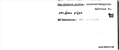 Bild på arkivkortet för arkivposten Jan-Olssons grynna