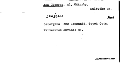 Bild på arkivkortet för arkivposten Jan-Olssons