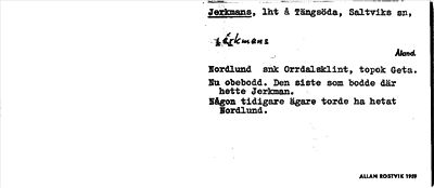 Bild på arkivkortet för arkivposten Jerkmans
