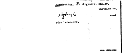 Bild på arkivkortet för arkivposten Jungfrukärr