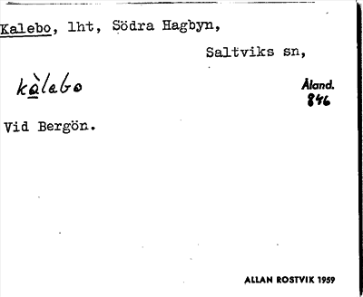 Bild på arkivkortet för arkivposten Kalebo