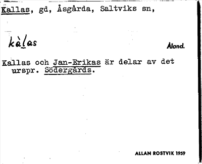 Bild på arkivkortet för arkivposten Kallas