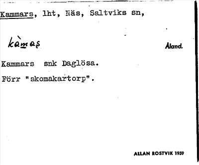 Bild på arkivkortet för arkivposten Kammars