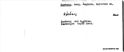 Bild på arkivkortet för arkivposten Kasberg