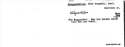 Bild på arkivkortet för arkivposten Klapparhällen